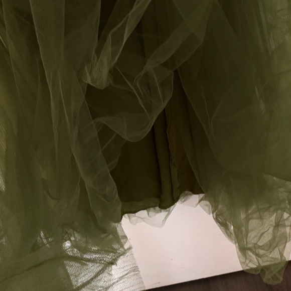 H&M Conscious Exclusive Green Tulle Ruffle Maxi Ball Gown Dress Size 4 - Picture 5 of 5